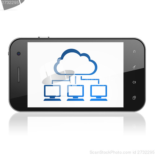 Image of Cloud technology concept: Cloud Network on smartphone