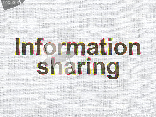 Image of Information concept: Information Sharing on fabric texture background