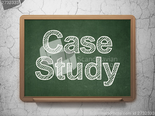 Image of Education concept: Case Study on chalkboard background