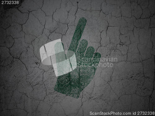 Image of Social network concept: Mouse Cursor on grunge wall background