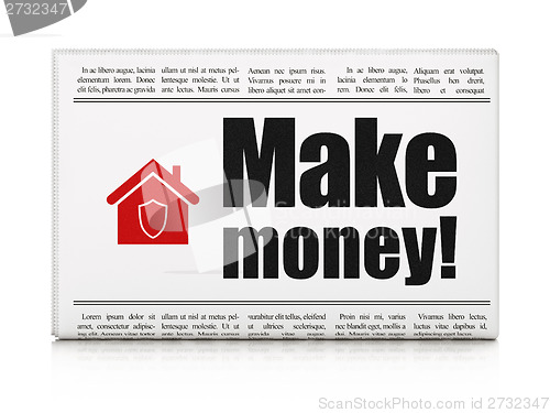 Image of Finance concept: newspaper with Make Money! and Home