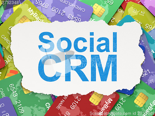 Image of Business concept: Social CRM on Credit Card background