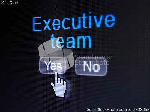 Image of Finance concept: Executive Team on digital computer screen