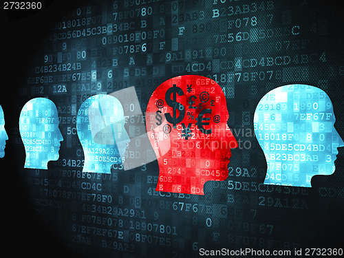 Image of Business concept: Head With Money on digital background