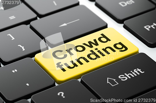 Image of Finance concept: Crowd Funding on computer keyboard background