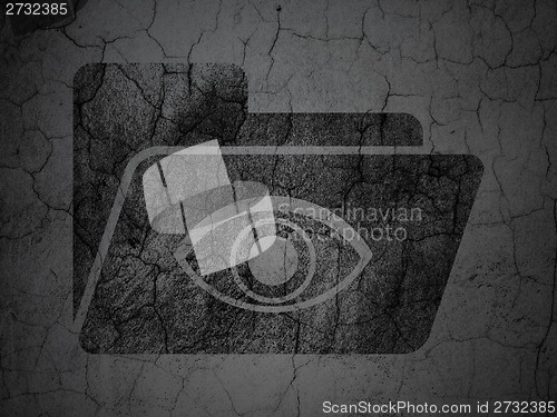 Image of Business concept: Folder With Eye on grunge wall background