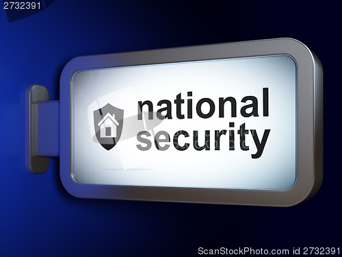 Image of Protection concept: National Security and Shield on billboard background