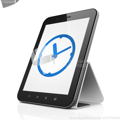Image of Time concept: Clock on tablet pc computer
