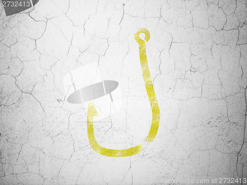 Image of Protection concept: Fishing Hook on wall background