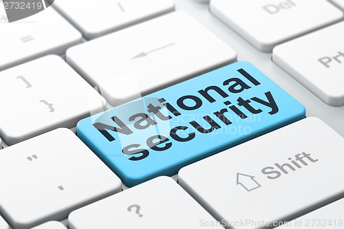 Image of Privacy concept: National Security on computer keyboard background