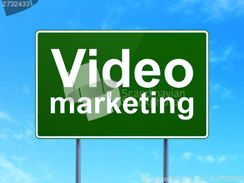 Image of Finance concept: Video Marketing on road sign background