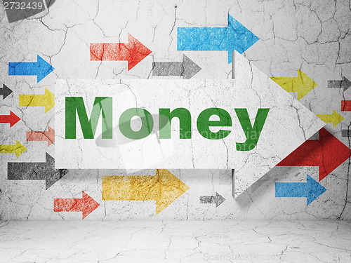 Image of Finance concept: arrow with Money on grunge wall background