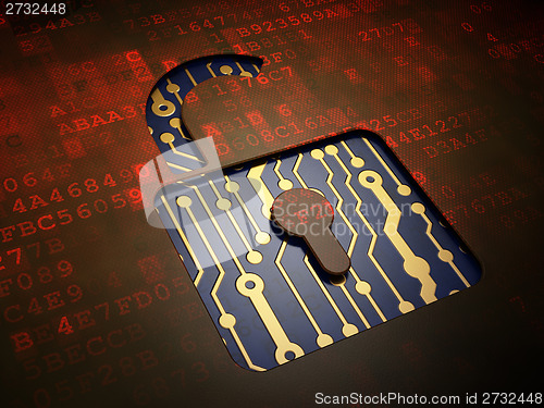 Image of Privacy concept: Opened Padlock on digital background