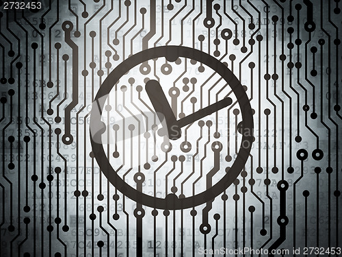 Image of Time concept: circuit board with Clock