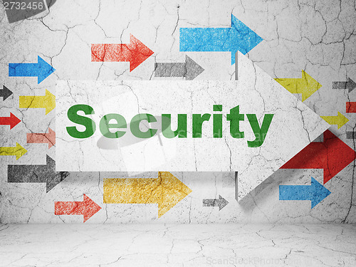 Image of Safety concept: arrow with Security on grunge wall background