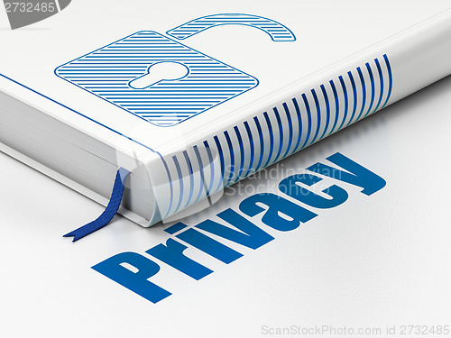 Image of Security concept: book Opened Padlock, Privacy on white background
