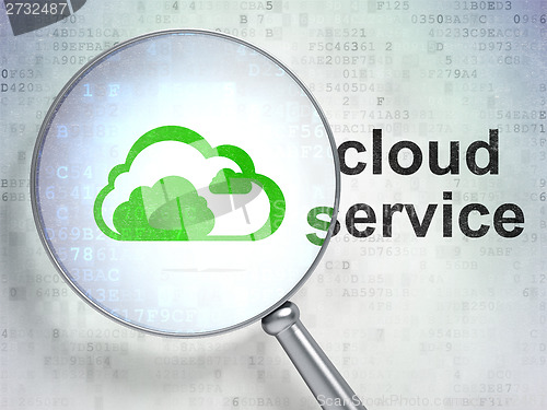 Image of Cloud computing concept: Cloud and Cloud Service with optical glass