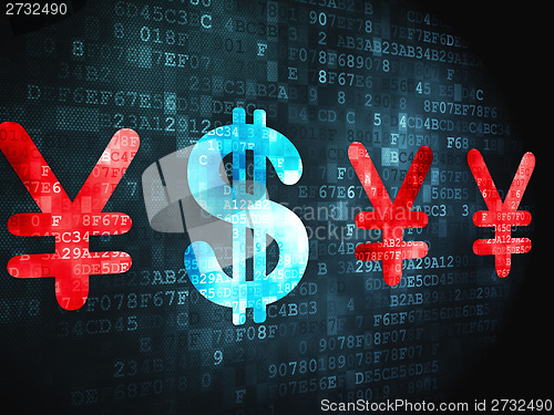 Image of Currency concept: Dollar And Yen on digital background