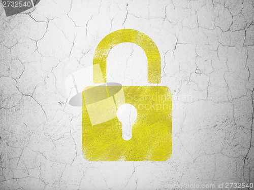 Image of Information concept: Closed Padlock on wall background