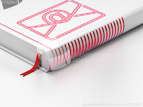 Image of Business concept: closed book, Email on white background