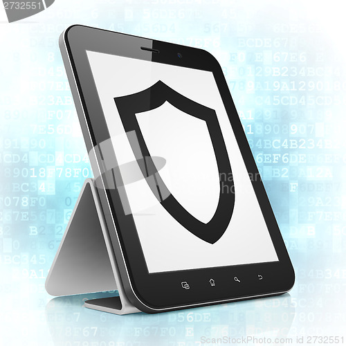 Image of Safety concept: Contoured Shield on tablet pc computer