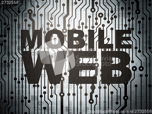 Image of Web development concept: circuit board with Mobile Web