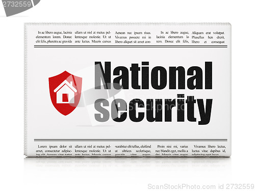 Image of Security concept: newspaper with National Security and Shield