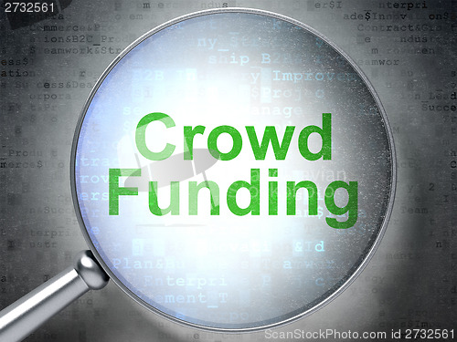 Image of Finance concept: Crowd Funding with optical glass