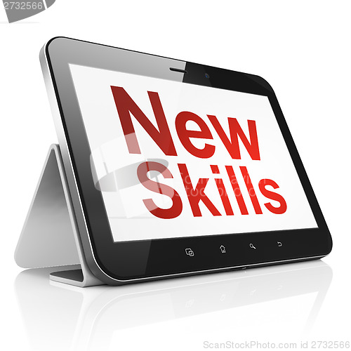 Image of Education concept: New Skills on tablet pc computer
