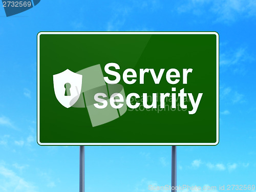 Image of Safety concept: Server Security and Shield With Keyhole