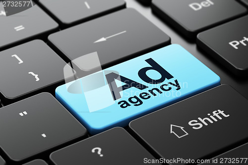 Image of Advertising concept: Ad Agency on computer keyboard background