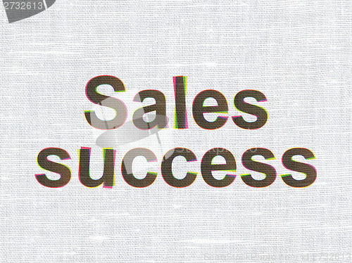 Image of Advertising concept: Sales Success on fabric texture background