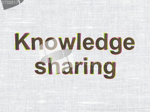 Image of Education concept: Knowledge Sharing on fabric texture