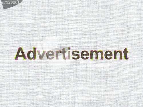 Image of Marketing concept: Advertisement on fabric texture background