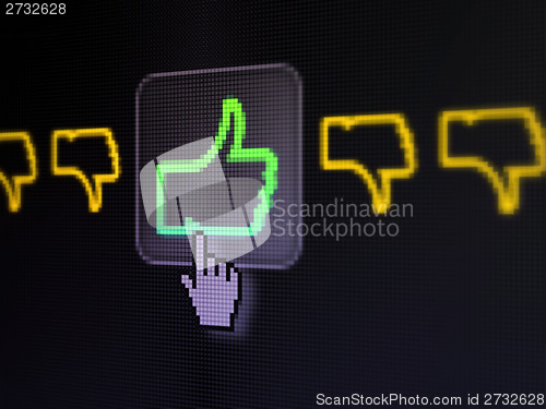 Image of Social network concept: Like, Unlike on digital computer screen
