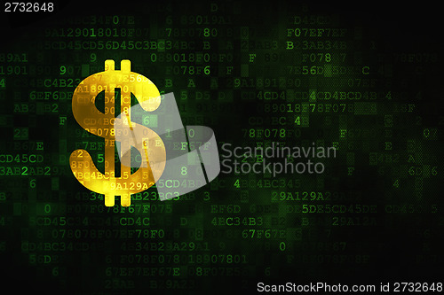 Image of Currency concept: Dollar on digital background