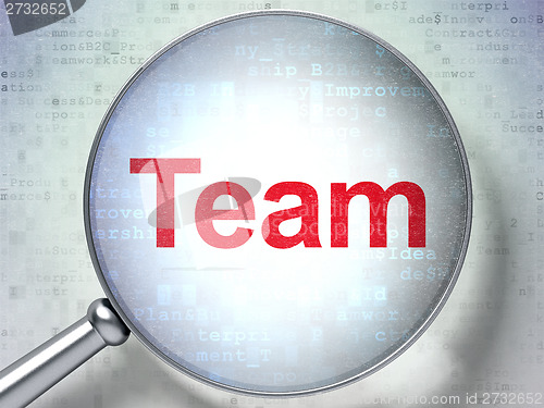Image of Business concept: Team with optical glass