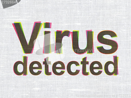 Image of Security concept: Virus Detected on fabric texture background