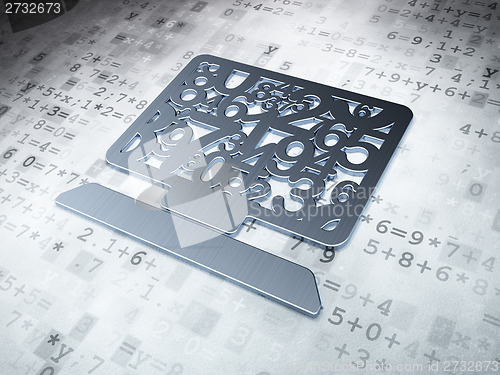 Image of Education concept: Silver Computer Pc on digital background