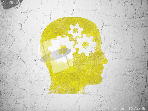 Image of Business concept: Head With Gears on wall background