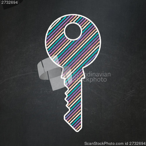 Image of Security concept: Key on chalkboard background