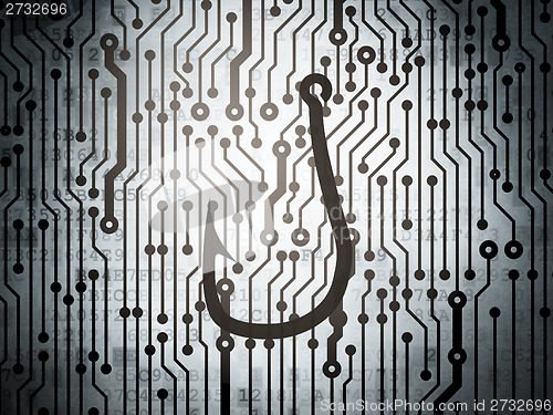 Image of Protection concept: circuit board with Fishing Hook