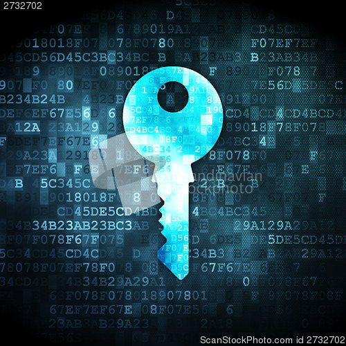 Image of Protection concept: Key on digital background