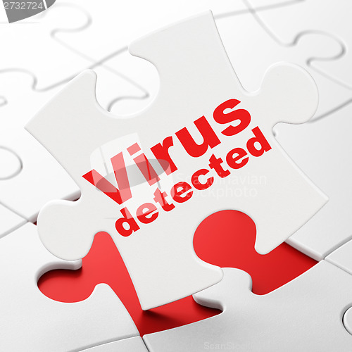 Image of Privacy concept: Virus Detected on puzzle background