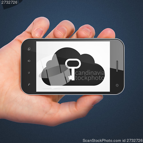 Image of Cloud networking concept: Cloud With Key on smartphone