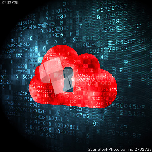 Image of Cloud computing concept: Cloud With Keyhole on digital background