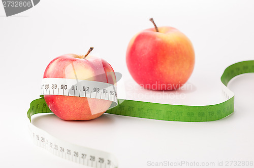 Image of Fresh apples with centimeter