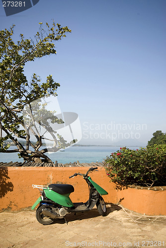 Image of motorbike by sea