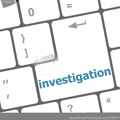 Image of investigation - business concept. button on modern computer keyboard