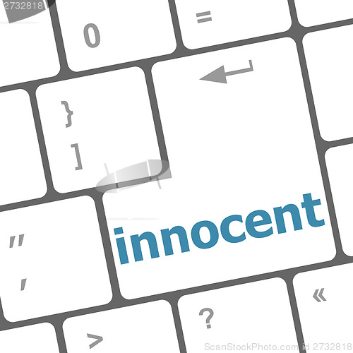 Image of innocent word on computer pc keyboard key